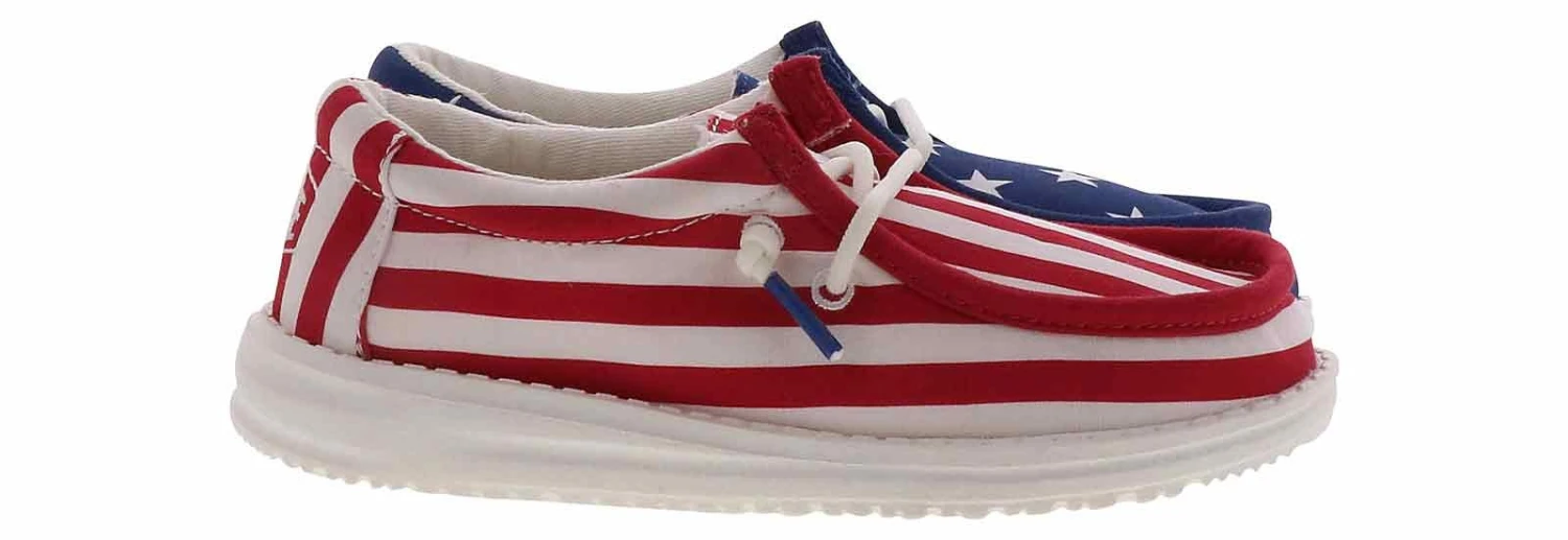 Hey Dude Wally Patriotic Flag Youth Kids’ (11-6) Casual Shoe 2 Hey Dude Wally Patriotic Flag Youth Kids’ (11-6) Casual Shoe - Image 2