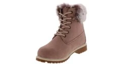 Lugz Convoy Girls’ (1-6) Combat Boot -Bearpaw Shop lugz gpcnvfe 682 furconvoyblushythcombat pink05