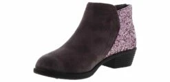 Pierre Dumas Rock Girls’ (13-5) Bootie -Bearpaw Shop pierredumas 49774 gray graypinkrockglitterbootie grey05